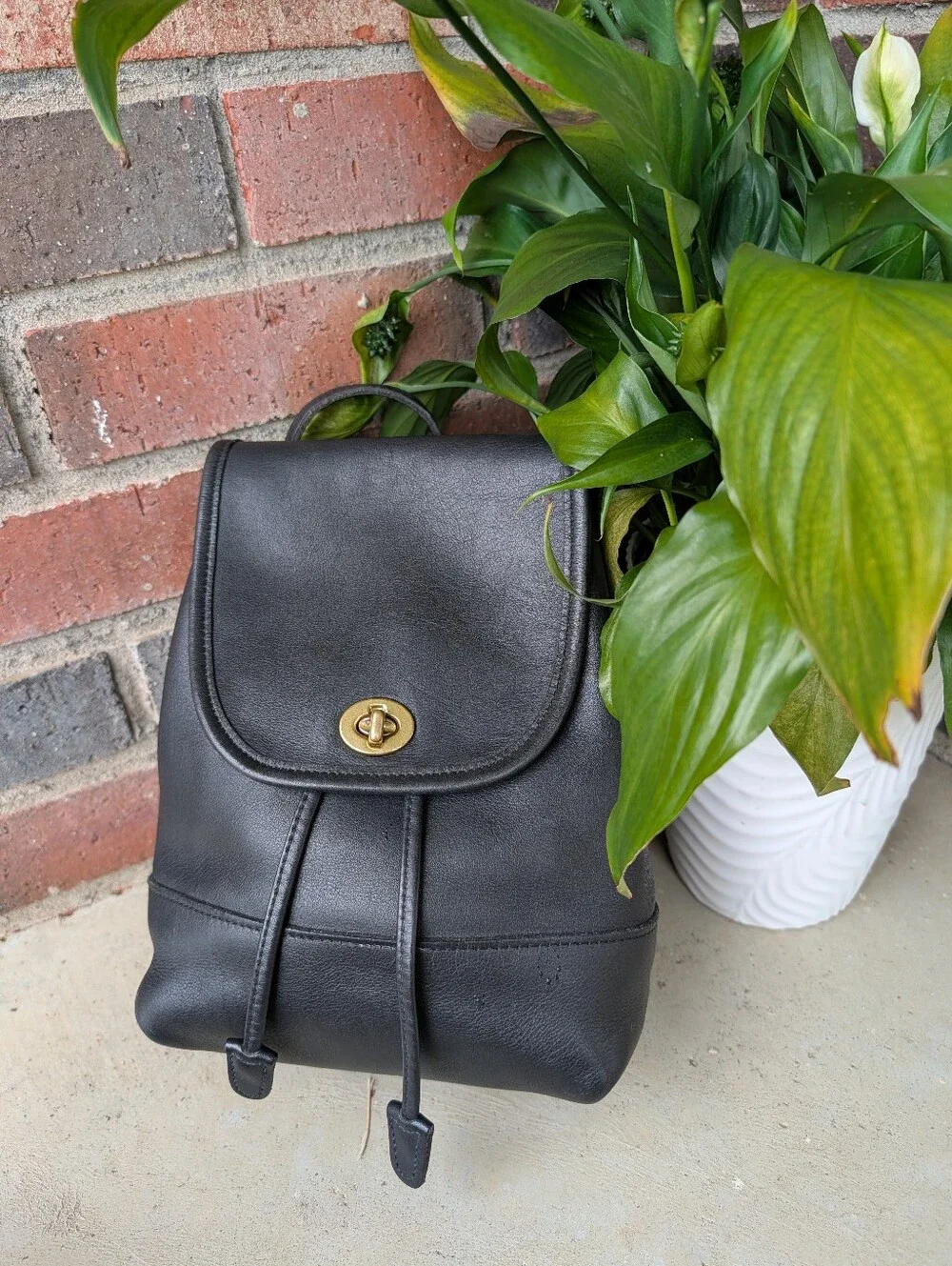 🖤 Vintage 90's Coach #9960 Adjustable Unisex Smooth Leather Mini Backpack, 🖤